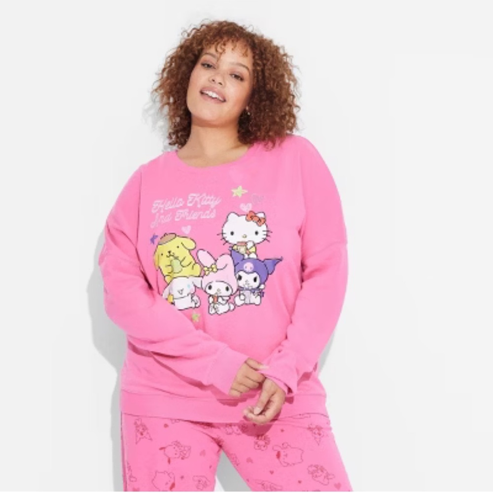 Hello Kitty and Friends Aurora Pink Crewneck Sweatshirt